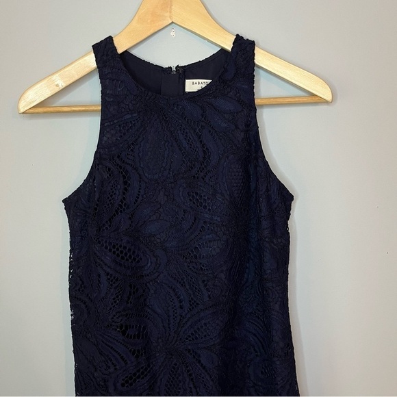 Aritzia Babaton Henry Guipure Lace Pure Indigo Blue Sheath Mini Dress Size 2 - Picture 3 of 16